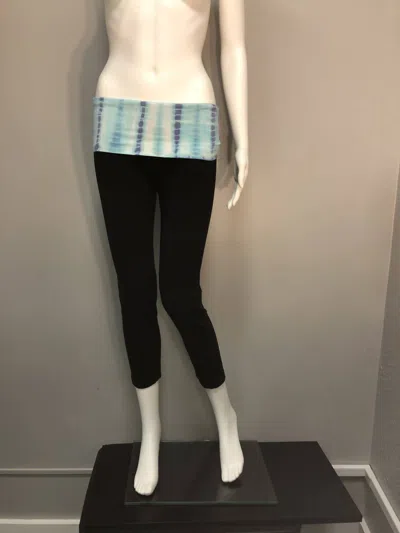 Hard Tail Forever Women's Roll Down Tie-dye Waist Crop Leggings In Black / Blue Tie-dye