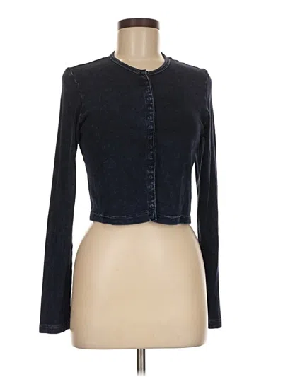 Pre-owned Hard Tail Long Sleeve Top Black Mock Neckline Tops