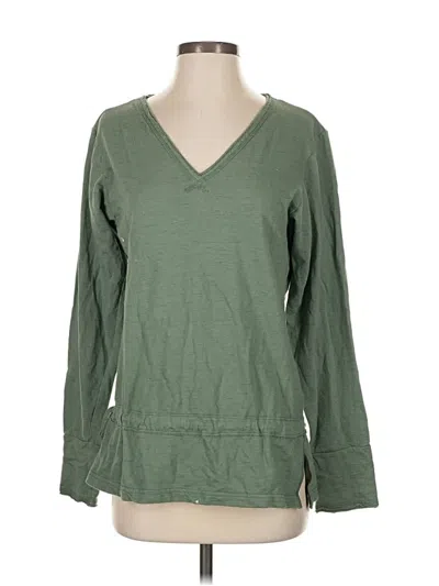 Pre-owned Hard Tail Long Sleeve Top Green V Neck Tops