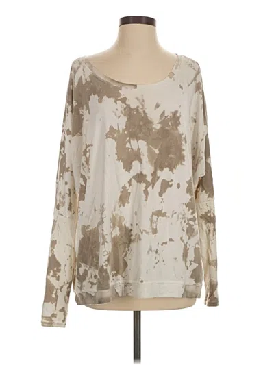 Pre-owned Hard Tail Long Sleeve Top Ivory Scoop Neck Tops