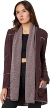 Hard Tail Sherpa Slouchy Cardigan Sweater Women Red Plum Pullover Erk1181 In Burgundy
