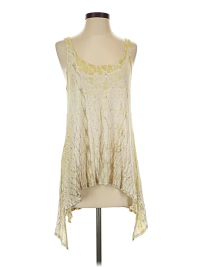 Pre-owned Hard Tail Tank Top Ivory Plunge Neckline Tops