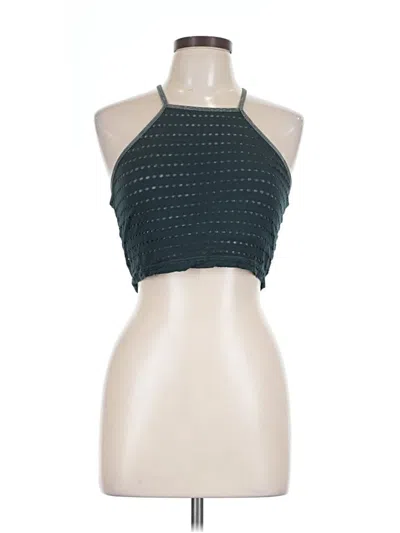 Pre-owned Hard Tail Tank Top Teal Halter Neckline Tops