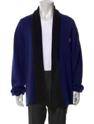 Pre-owned Harden Cashmere Open Front Cardigan In Blue