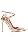 Hardot 115mm Metallic Ankle-strap Pumps In Gold