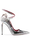 Hardot 120mm Metallic Leather Pumps In Silver