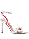 Hardot Booty 120mm Crystal-embellished Sandals In Silver