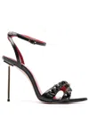 Hardot Booty 101mm Gemstone-detail Leather Sandals In Black