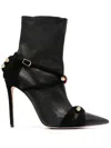 Hardot Pointed Leather Ankle Boots In Black