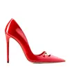 Hardot 110mm Bar-detail Patent Leather Pumps In Red