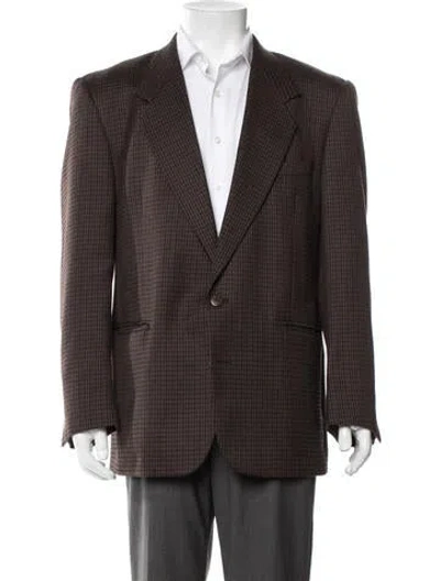 Pre-owned Hardy Amies Plaid Print Blazer In Brown