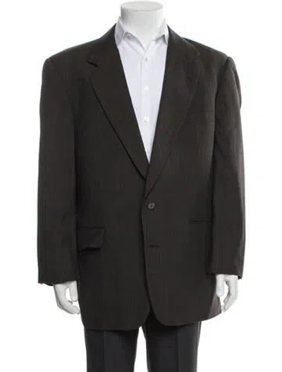 Pre-owned Hardy Amies Wool Plaid Print Two-piece Blazer In Green