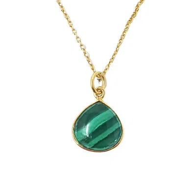 Harfi Gold Vermeil Women's Malachite Green Heart Gemstone Necklace