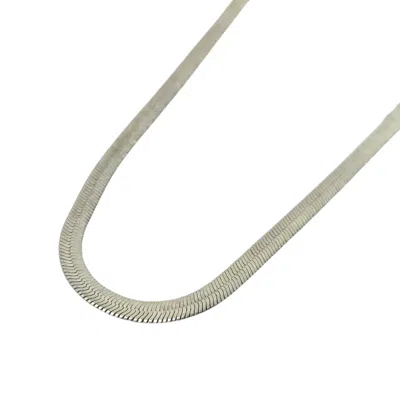 Harfi Herringbone Silver Flat Snake Chain Women's Necklace