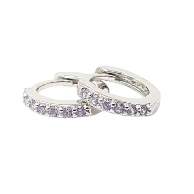 Harfi Women's Alexandrite June Birthstone Small Silver Huggie Hoops
