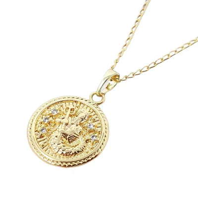 Harfi Women's Aquarius Gold Plated Zodiac Astrology Pendant Charm Necklace