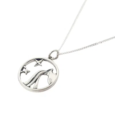 Harfi Women's Aquarius Zodiac Horoscope Charm Silver Necklace