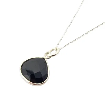 Harfi Women's Black / Silver Sterling Silver Black Onyx Gemstone Heart Pendant Necklace In Multi