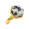 Harfi Women's Black / White / Gold Gold Vermeil Dalmatian Jasper Gemstone Ring In Multi