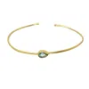 Harfi Women's Blue / Gold Gold Plated Aquamarine March Birthstone Crystal Bangle In Multi
