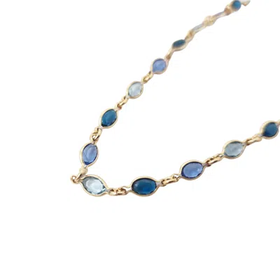 Harfi Women's Blue / Gold Gold Plated Blue Multi Gemstone Crystal Necklace