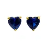 Harfi Women's Blue / Gold Sapphire Heart September Birthstone Stud Earrings In Multi