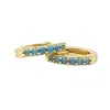 Harfi Women's Blue / Gold Turquoise December Birthstone Huggie Gold Plated Hoop Earrings In Multi