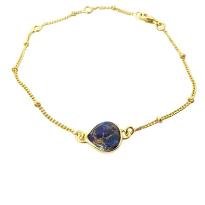 Harfi Women's Blue Gold Vermeil Plated Adjustable Sapphire September Birthstone Crystal Bracelet