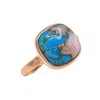 Harfi Women's Blue / Orange Opal And Turquoise Rose Gold Vermeil Stacking Ring In Multi