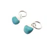 Harfi Women's Blue Raw Turquoise December Birthstone Silver Huggies In Blue