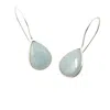 Harfi Women's Blue / Silver Aquamarine March Birthstone Silver Drop Wire Earrings In Multi