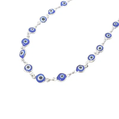 Harfi Women's Blue / Silver Blue Evil Eye Silver Protection Necklace In Multi