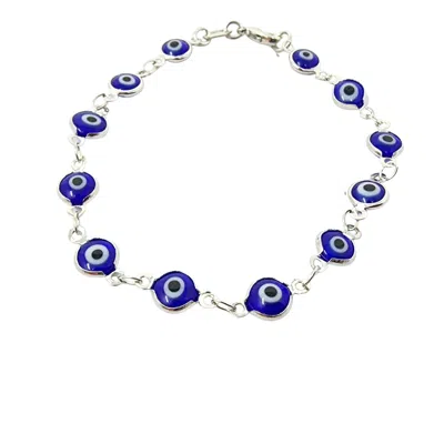 Harfi Women's Blue / Silver Blue Evil Eye Silver Protection Spiritual Bracelet In Multi