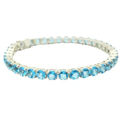 Harfi Women's Blue / Silver Elegant Sterling Silver Blue Topaz Tennis Bracelet