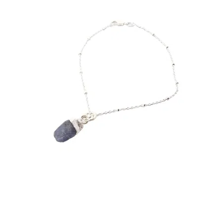 Harfi Women's Blue / Silver Raw Blue Sapphire September Birthstone Sterling Silver Bracelet In Multi
