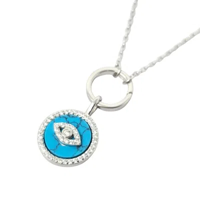Harfi Women's Blue / Silver Silver Turquoise Evil Eye Pendant Charm Necklace In Multi