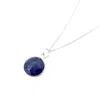 Harfi Women's Blue / Silver Sterling Silver Blue Sapphire September Round Pendant Necklace In Multi
