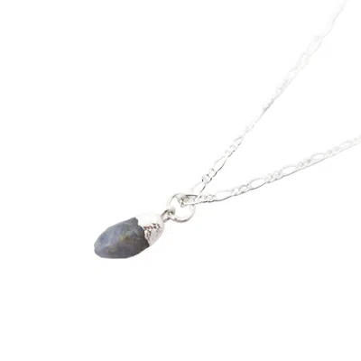 Harfi Women's Blue / Silver Sterling Silver Raw Blue Sapphire September Birthstone Crystal Necklace In Multi