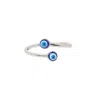 Harfi Women's Blue / Silver Turkish Blue Evil Eye Sterling Silver Stacking Ring In Multi