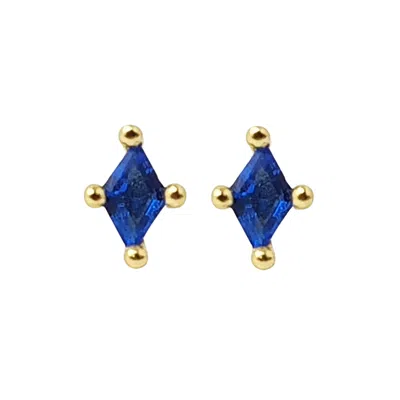 Harfi Women's Blue Tiny Sapphire Stud September Birthstone Earrings