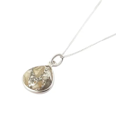 Harfi Women's Brown / Silver / Grey White Howlite Sterling Silver Gemstone Charm Necklace