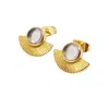 Harfi Women's Clear Crystal Gold Plated Minimalist Fan Earrings In Gold