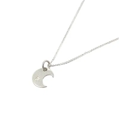 Harfi Women's Crescent Moon Charm Wtih Star Sterling Silver Necklace
