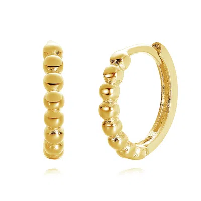 Harfi Women's Dainty Beaded Huggie Hoop Gold Plated Earrings