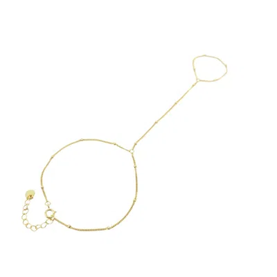 Harfi Women's Dainty Beaded Link Chain Gold Plated Bracelet And Ring