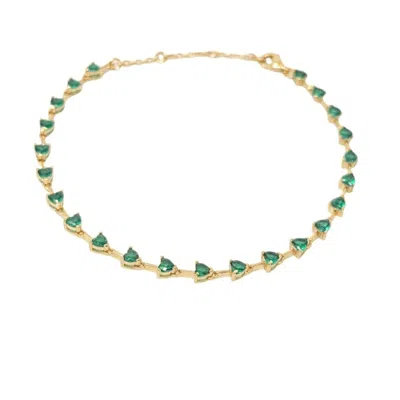 Harfi Women's Emerald May Birthstone Heart Tennis Gold Plated Bracelet