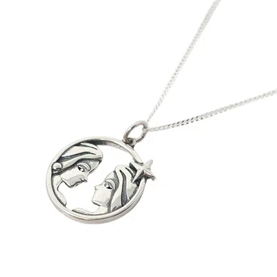 Harfi Women's Gemini Zodiac Horoscope Charm Sterling Silver Necklace
