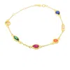 Harfi Women's Geometric Multicolour Gemstone Gold Plated Bracelet In Gold