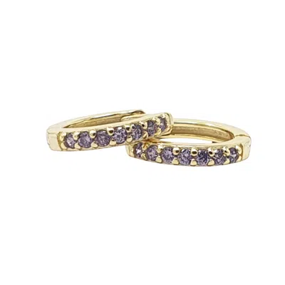 Harfi Women's Gold Alexandrite June Birthstone Small Huggie Hoop Earrings