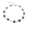 Harfi Women's Gold / Blue 18ct Gold Plated Evil Eye Charm Bracelet In Multi